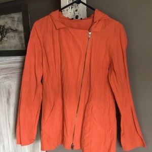 Eileen Fisher Crinkle Cotton Blend Moto Zip Jacket